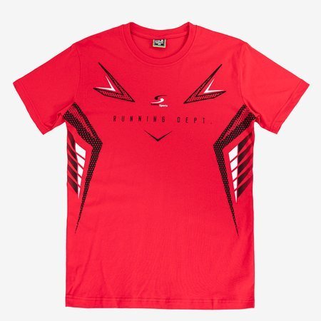 Vyriški raudonai marginti medvilniniai marškinėliai - Drabužiai