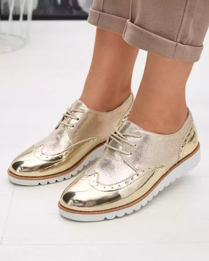 Auksiniai moteriški batai su blizgančiais sidabriniais retininiais įdėklais - Avalynė