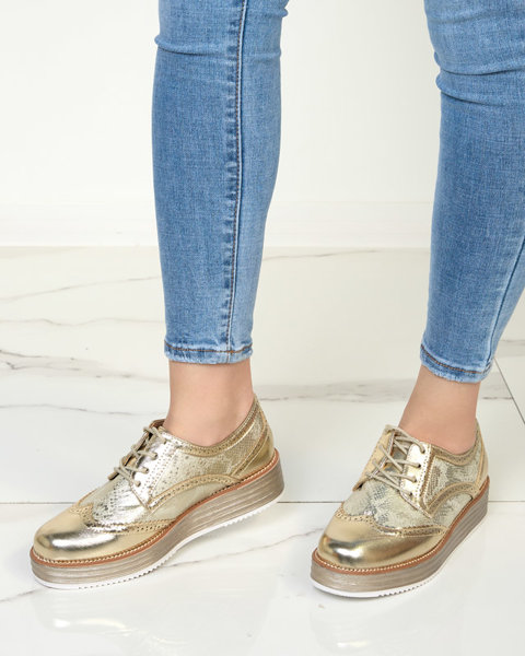 Auksiniai moteriški batai su gyvatės odos įdėklais a'la Fin - Avalynė