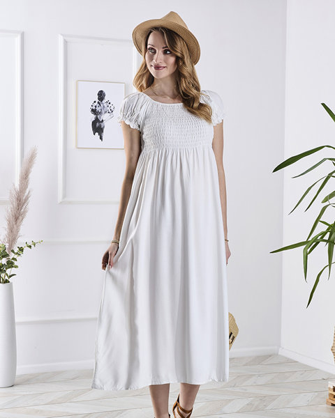 Balta moteriška midi ilgio suknelė a'la hiszpanka- Apranga