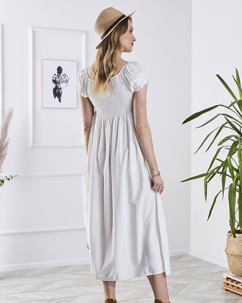Balta moteriška midi ilgio suknelė a'la hiszpanka- Apranga