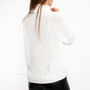 Baltas moteriškas trumpas megztinis iš apykaklės - Drabužiai