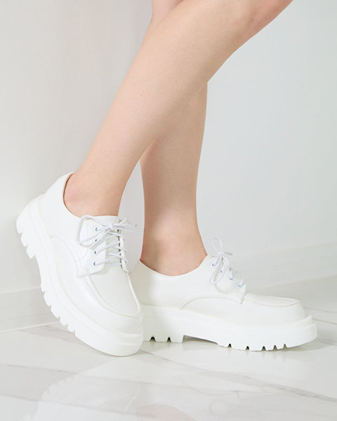 Balti moteriški eko odos žemi batai su raišteliu Gerin - Avalynė
