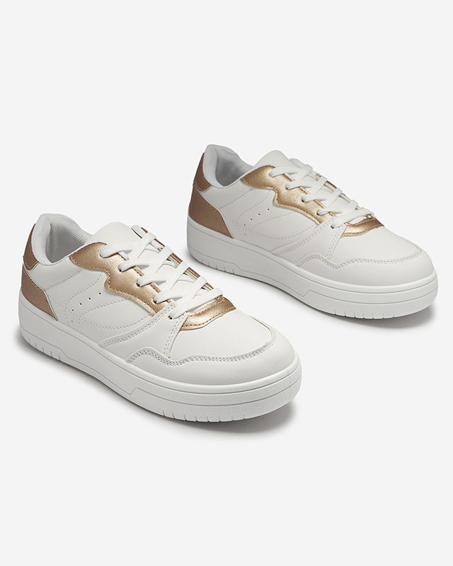 Balti moteriški sportiniai bateliai su auksiniais intarpais Tercua- Footwear
