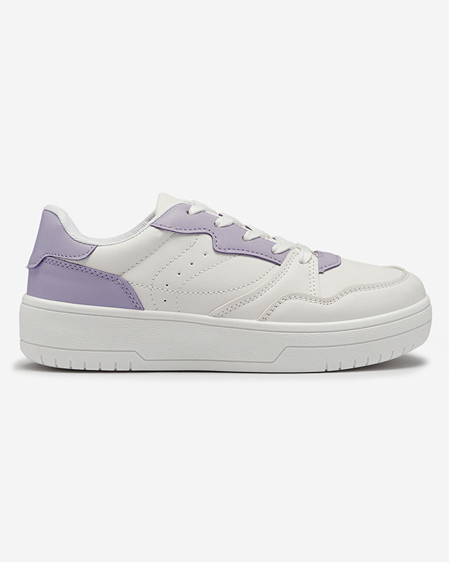 Balti moteriški sportiniai bateliai su violetiniais įdėklais Tercua- Footwear