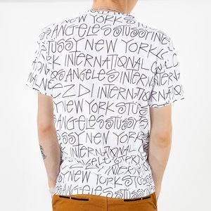 Balti vyriški marškinėliai su juodomis raidėmis-Drabužiai