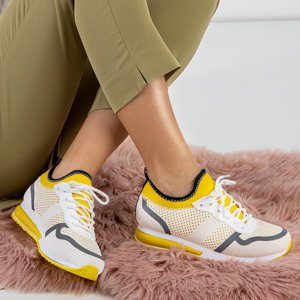 Baltos ir geltonos spalvos moteriški sportiniai bateliai „Skrotar“ - Avalynė