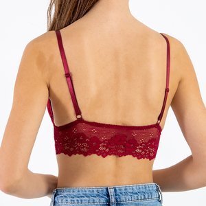 Bordo spalvos nėriniuota bralette liemenėlė - apatinis trikotažas