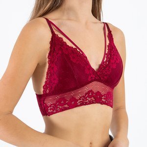 Bordo spalvos nėriniuota bralette liemenėlė - apatinis trikotažas