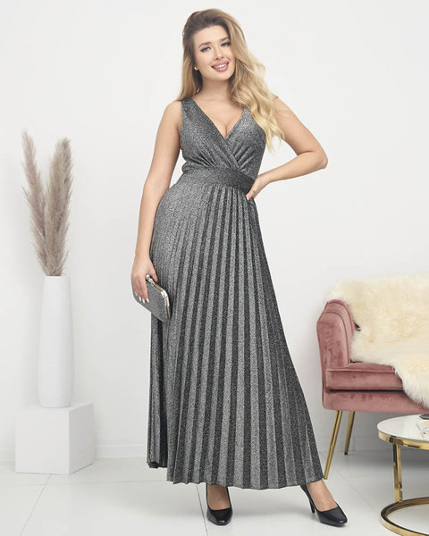 Ilga sidabrinė sidabrinė blizganti moteriška suknelė - Apranga