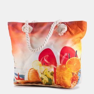 Įvairiaspalvis paplūdimio krepšys su šventine spauda - Priedai