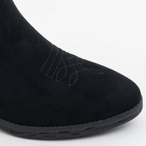 Juodi ekologiški zomšiniai batai a'la kaubojiški batai su siuvinėjimais Isit - Avalynė