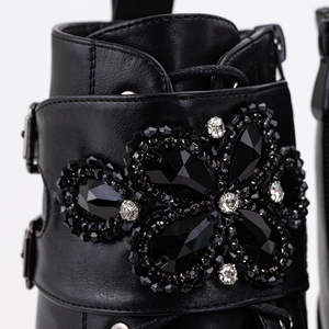 Juodi moteriški batai su dekoratyvine „Phin“ viršutine dalimi - Avalynė