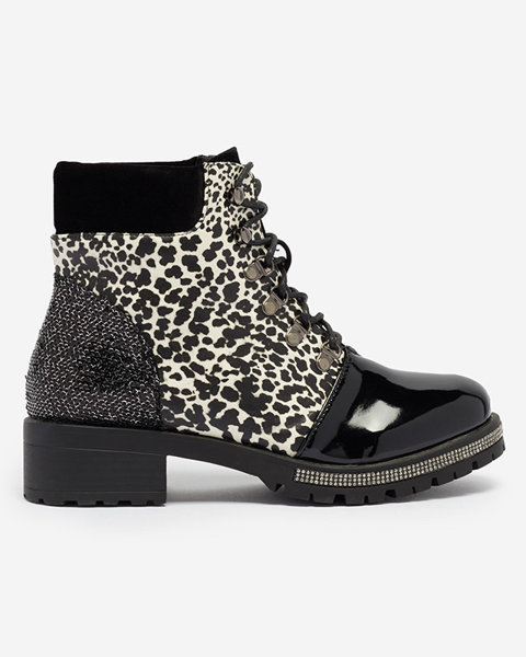 Juodi moteriški batai su leopardo raštu Olgys - Avalynė
