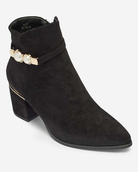 Juodi moteriški smailianosiai batai su dekoratyviniais perlais Rellami - Avalynė