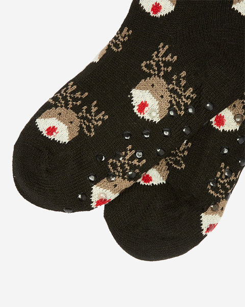 Juodos moteriškos kojinės su kalėdiniu raštu - Apatinis trikotažas