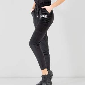 Juodos moteriškos sportinės kelnės su užrašu - Drabužiai