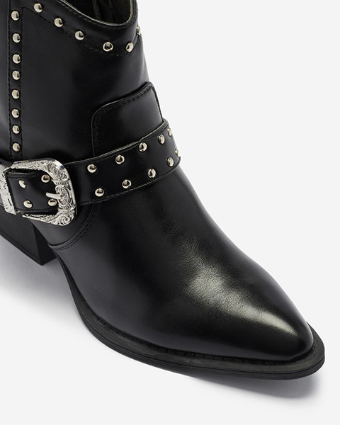 Juodos spalvos kaubojiški batai su akmenukais Hally- Avalynė