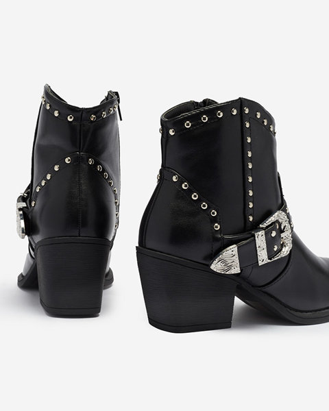Juodos spalvos kaubojiški batai su akmenukais Hally- Avalynė