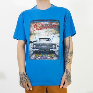 Kobalto medvilnės vyriški automobiliniai marškinėliai-drabužiai