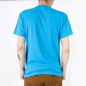 Medvilniniai vyriški marškinėliai mėlynos spalvos su įspaudu-Drabužiai