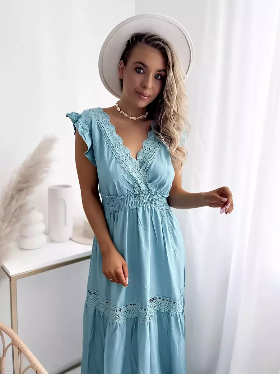 Mėlyna moteriška ilga suknelė - Apranga