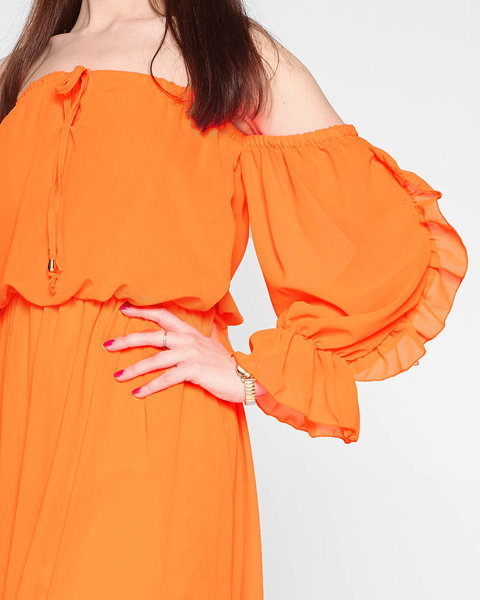 Moteriška neoninė oranžinė maxi ispaniška suknelė - Drabužiai