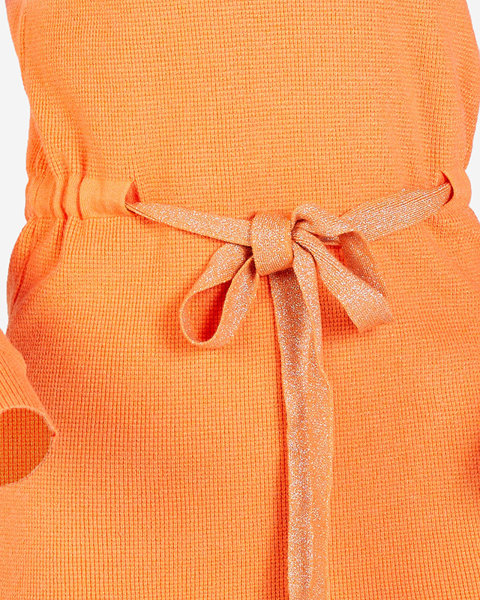 Moteriška oranžinė megztinio tunika su stačia apykakle - Drabužiai