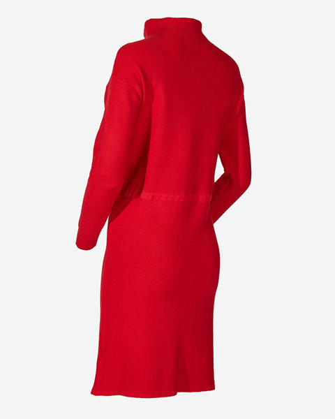 Moteriška raudona megztinė suknelė su golfu - Drabužiai
