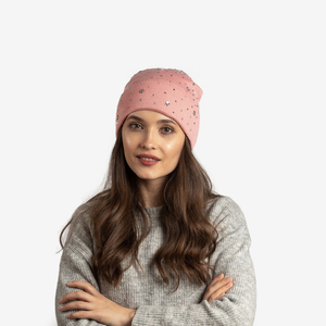 Moteriška rožinė kepurė su žvaigždutėmis ir kubiniais cirkoniais - Priedai