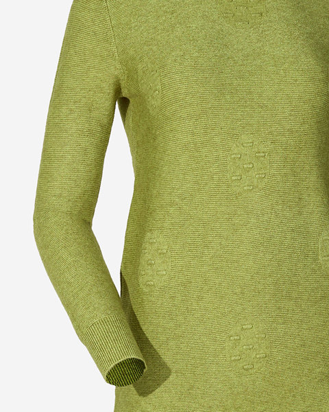 Moteriška žalia megztinė suknelė su vėžiu - Drabužiai