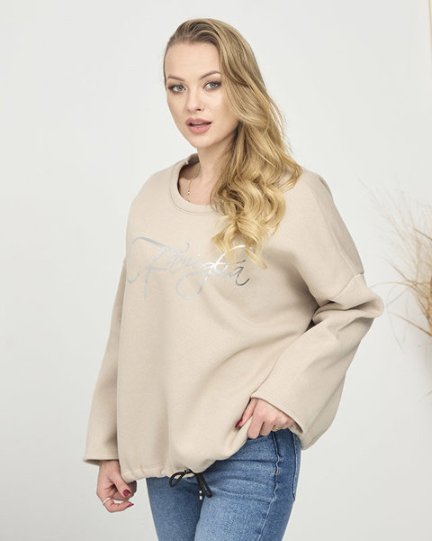 Moteriškas džemperis su užrašu smėlio spalvos - Drabužiai