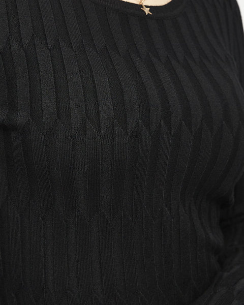 Moteriškas juodas megztinis su briaunuotais - Drabužiai