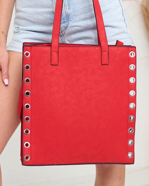 Moteriškas raudonas pirkinių krepšys su įvorėmis - Priedai