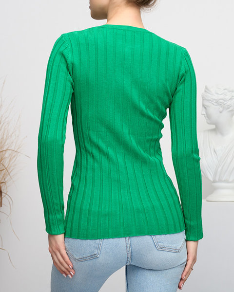 Moteriškas žalias megztinis V formos iškirpte - Drabužiai