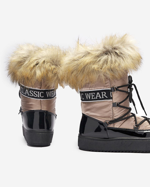 Moteriški lakuoti aukso ir rožinės spalvos sniego batai Fursav- Avalynė