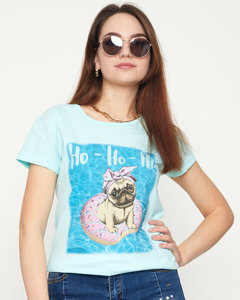 Moteriški marškinėliai su šunų raštu - Drabužiai