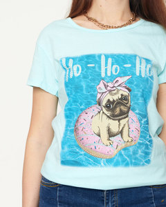 Moteriški marškinėliai su šunų raštu - Drabužiai
