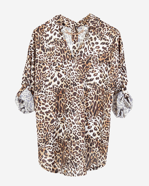 Moteriški marškiniai leopardo raštais su grandinėle - Drabužiai