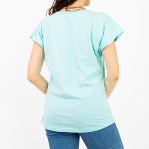 Moteriški mėtiniai marškinėliai su PLUS SIZE spauda - Drabužiai