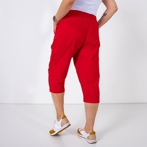 Moteriški raudoni 3/4 ilgio šortai su kišenėmis - Drabužiai