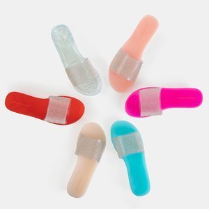 Moteriškos smėlio spalvos guminės šlepetės su kubiniu cirkonio dioksidu Niamh - Avalynė