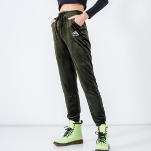 Moteriškos tamsiai žalios sportinės kelnės - drabužiai