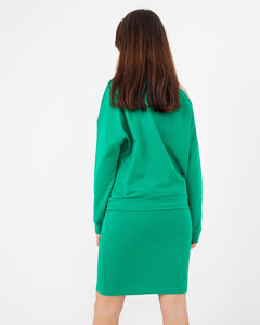 Moteriškos žalios palaidinės ir sijono komplektas- Drabužiai