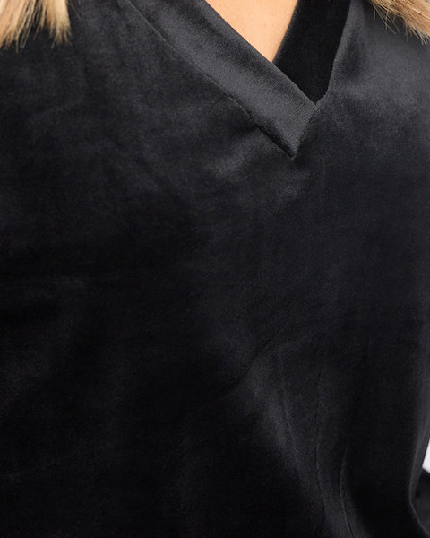Moterų juodo veliūrinio sportinio kostiumo komplektas - Drabužiai