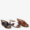OUTLET Brązowe damskie sandały na niskiej koturnie Jaliga - Obuwie
