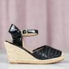 OUTLET Czarne sandały na koturnie Mimino - Obuwie