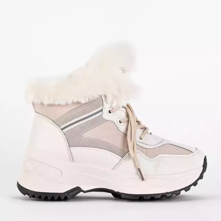 OUTLET Eko odos moteriški sniego batai kreminiai Qert- Avalynė