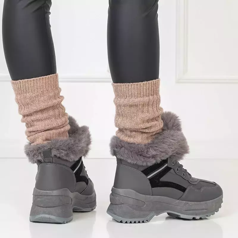OUTLET Eko odos moteriški sniego batai pilki Qert- Avalynė