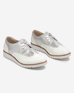 OUTLET Moteriški balti batai su blizgančiais sidabriniais įdėklais Retinisa - Avalynė